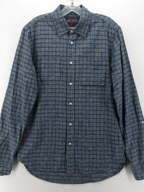 Scotch Soda Shirt Medium Amsterdam Blauw Linen Blend Check Button Down